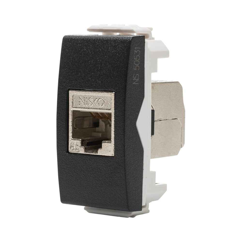 שקע מחשב מסוכך RJ45 CAT6A FTP, שחור מט 1M ניסקו סוויץ' – NISKO SWITCH