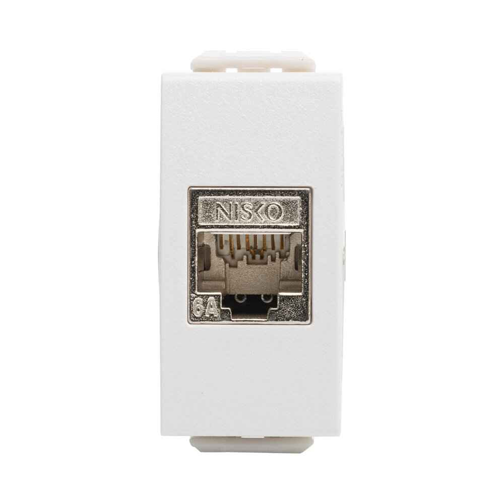 שקע מחשב מסוכך RJ45 CAT6A FTP, לבן מט 1M ניסקו סוויץ' – NISKO SWITCH