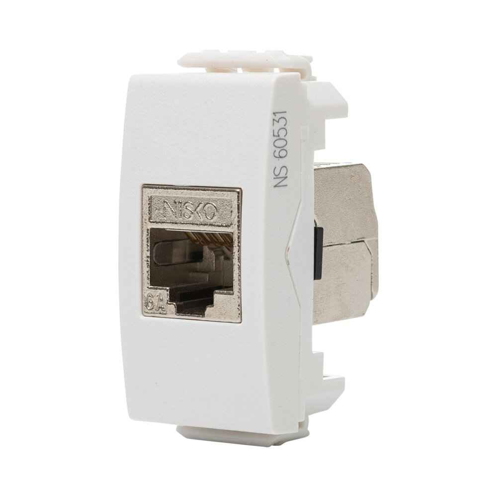 שקע מחשב מסוכך RJ45 CAT6A FTP, לבן מט 1M ניסקו סוויץ' – NISKO SWITCH
