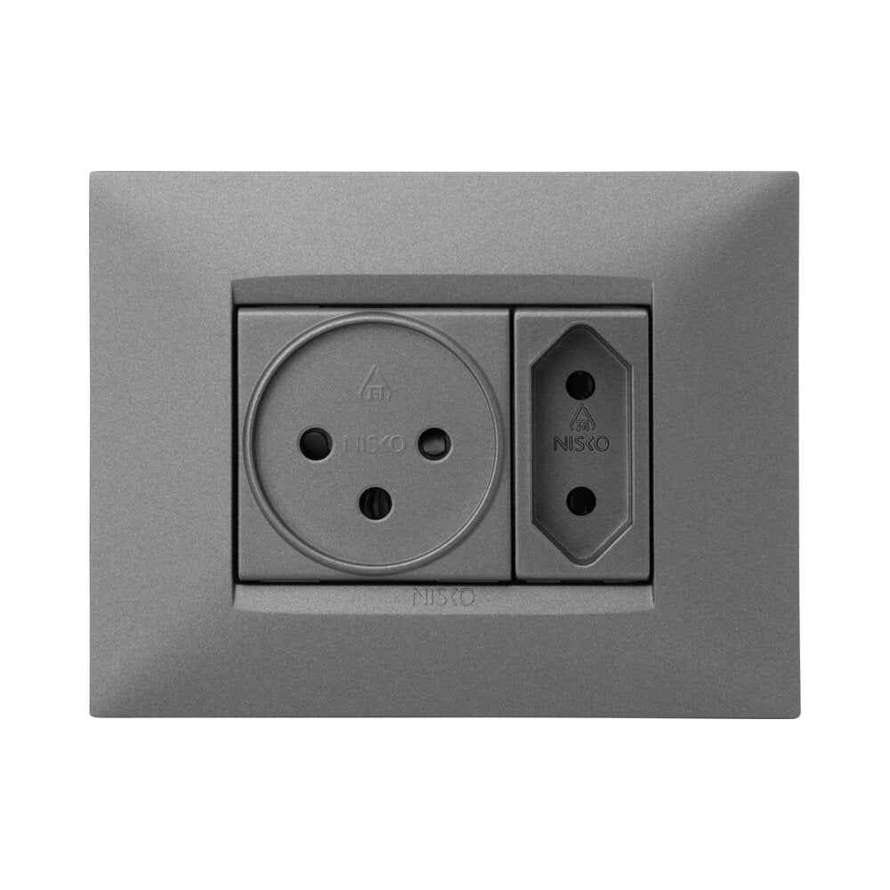 שקע דו פיני גרפיט 1M MATT ניסקו סוויץ' – NISKO SWITCH