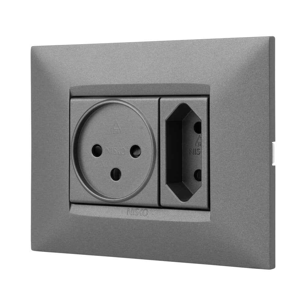שקע דו פיני גרפיט 1M MATT ניסקו סוויץ' – NISKO SWITCH