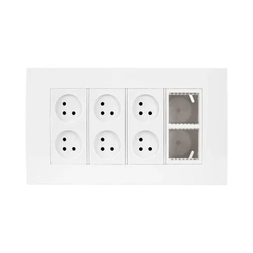 עמדת NISKO OFFICE על הטיח לבן 8 מודול, 6 שקעים, מתאם ג - אור שי סיטונאות חשמל בע״מ