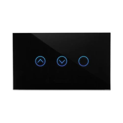 מתג טאץ' חכם משולב תריס + תאורה זכוכית שחורה 3 מודול ZIGBEE - אור שי סיטונאות חשמל בע״מ