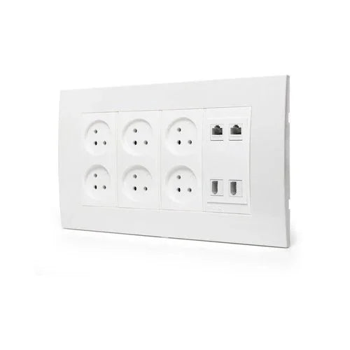 עמדת HOME & OFFICE תחת הטיח 8 מודול, 6 שקעים, 2 מחשב 2 טלפון - אור שי סיטונאות חשמל בע״מ