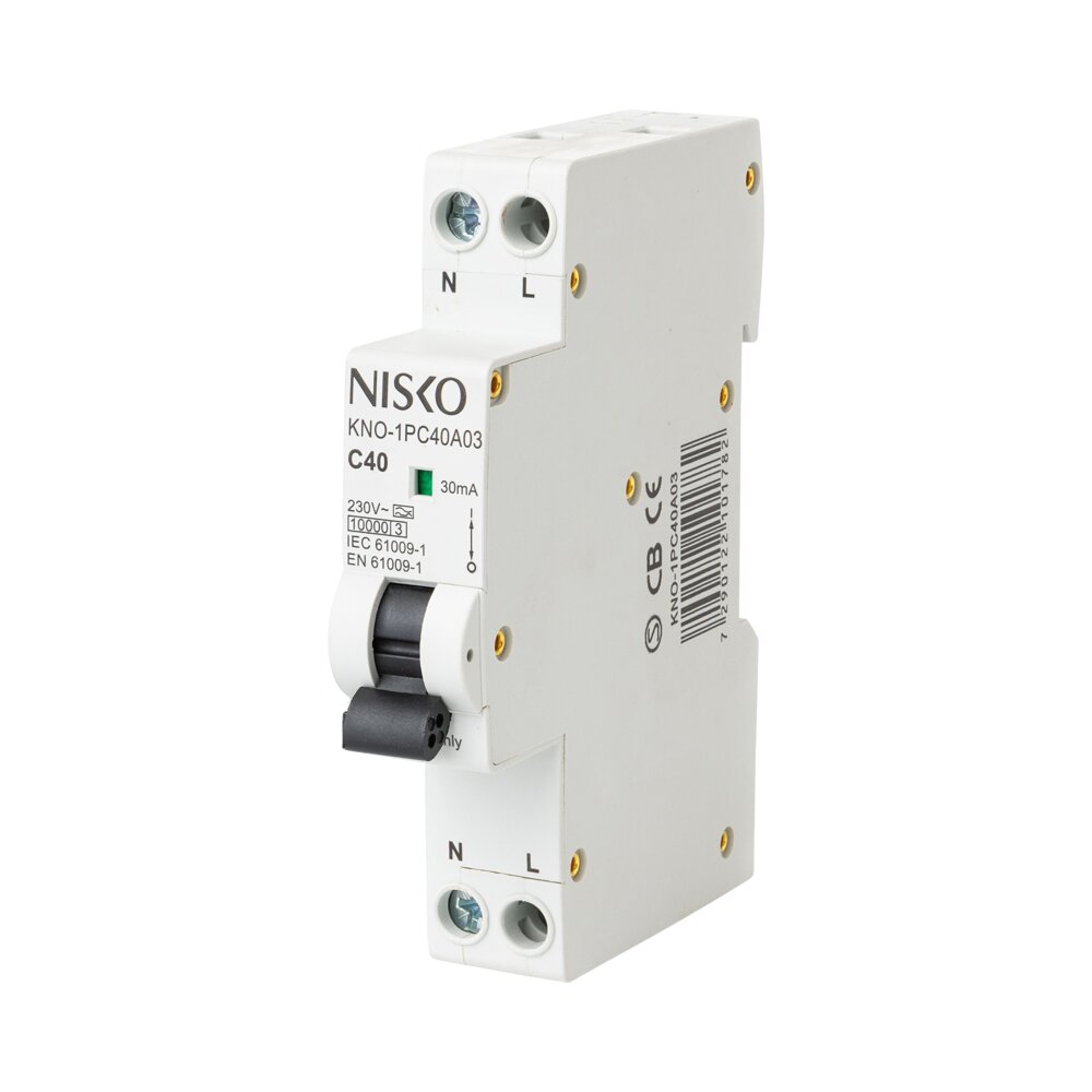 פחת+מא"ז RCBO KNO 1x40A 10KA - אור שי סיטונאות חשמל בע״מ