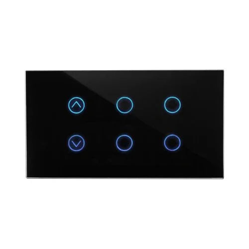 מתג טאץ' חכם משולב תריס + 4 תאורות זכוכית שחורה 4 מודול WIFI - אור שי סיטונאות חשמל בע״מ