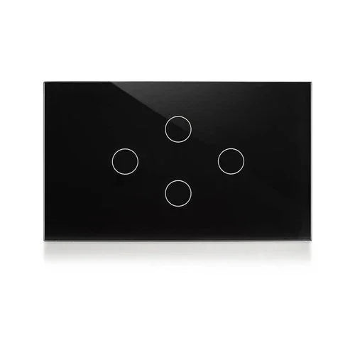 מתג טאץ' חכם לתאורה 4 לחצנים זכוכית שחורה 3 מודול WIFI - אור שי סיטונאות חשמל בע״מ