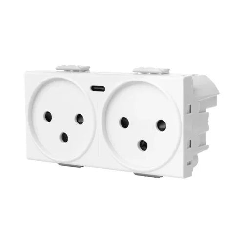 שקע כפול עם מטען USB מהיר אוניברסלי TYPE C PD ניסקו סוויץ' (35022224) - אור שי סיטונאות חשמל בע״מ