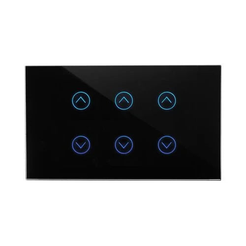 מתג טאץ' חכם ל-3 תריסים זכוכית שחורה 3 מודול ZIGBEE - אור שי סיטונאות חשמל בע״מ