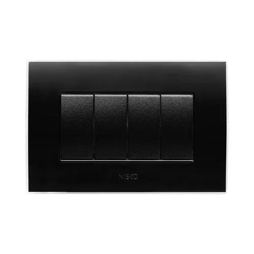 מסגרת ניסקו סוויץ EDGE שחורה 4 מודול - אור שי סיטונאות חשמל בע״מ