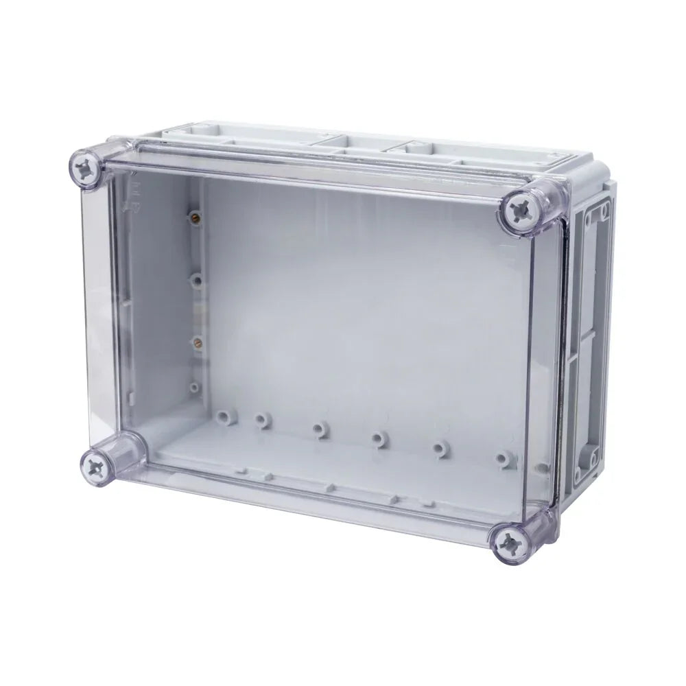 קופסת CI4 עם בסיס אפור, מכסה שקוף 350X250X150 - אור שי סיטונאות חשמל בע״מ