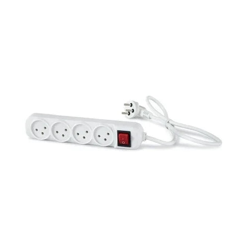 White multi-socket 4 sockets and switch + cable approx. 1 meter