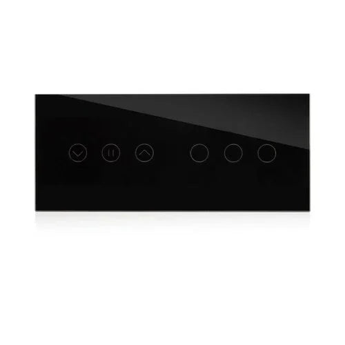 מתג טאץ' חכם משולב תריס + 3 תאורות זכוכית שחורה 6 מודול WIFI - אור שי סיטונאות חשמל בע״מ