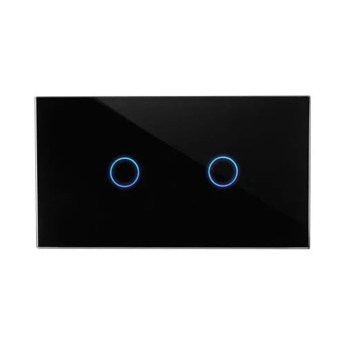 מתג טאץ' חכם לתאורה 2 לחצנים זכוכית שחורה 4 מודול ZIGBEE - אור שי סיטונאות חשמל בע״מ