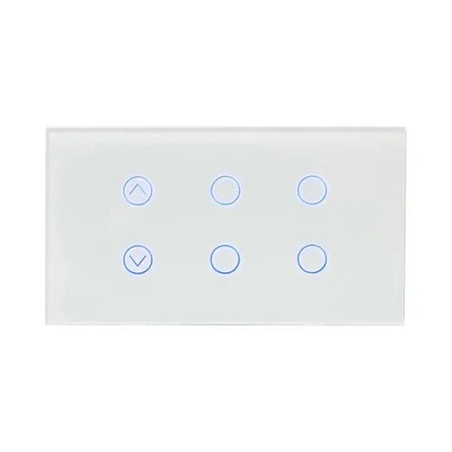 מתג טאץ' חכם משולב תריס + 4 תאורות זכוכית לבנה 4 מודול ZIGBEE - אור שי סיטונאות חשמל בע״מ