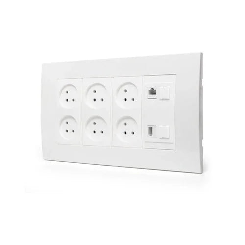 עמדת HOME & OFFICE תחת הטיח 8 מודול, 6 שקעים, 1 מחשב 1 טלפון - אור שי סיטונאות חשמל בע״מ