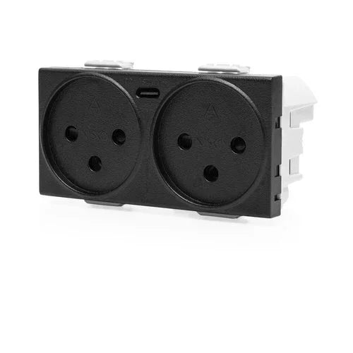 שקע כפול עם מטען USB מהיר אוניברסלי TYPE C PD ניסקו סוויץ' (35052224) - אור שי סיטונאות חשמל בע״מ