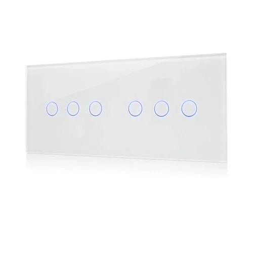 מתג טאץ' חכם לתאורה 6 לחצנים זכוכית לבנה 6 מודול ZIGBEE - אור שי סיטונאות חשמל בע״מ
