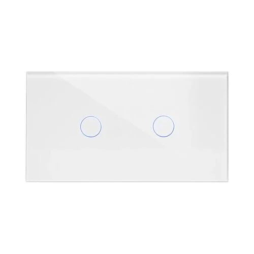 מתג טאץ' חכם לתאורה 2 לחצנים זכוכית לבנה 4 מודול ZIGBEE - אור שי סיטונאות חשמל בע״מ