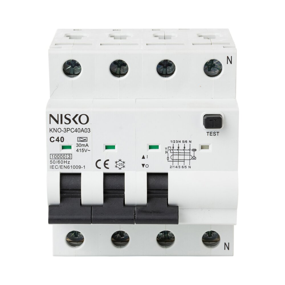 פחת+מא"ז RCBO KNO 3x25A 10KA - אור שי סיטונאות חשמל בע״מ