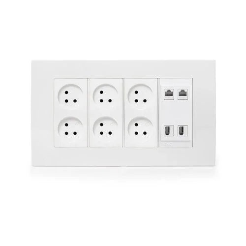 עמדת HOME & OFFICE תחת הטיח 8 מודול, 6 שקעים, 2 מחשב 2 טלפון - אור שי סיטונאות חשמל בע״מ