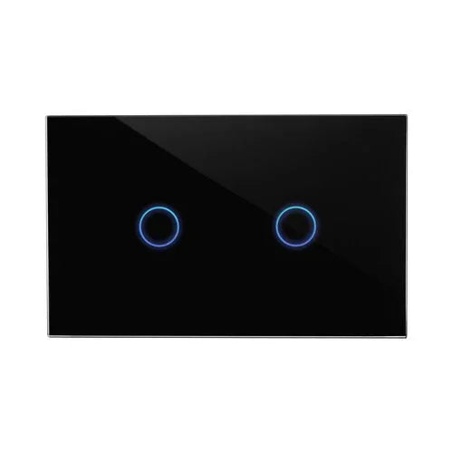 מתג טאץ' חכם לתאורה 2 לחצנים זכוכית שחורה 3 מודול ZIGBEE - אור שי סיטונאות חשמל בע״מ