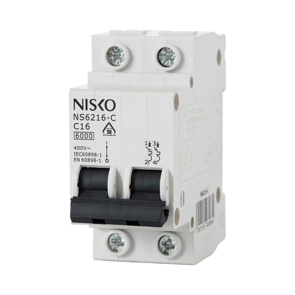 מפסק אוטומטי זעיר ביתי 6KA אופיין C דו פאזי NS6225-C 2P 25A – NISKO MATIC