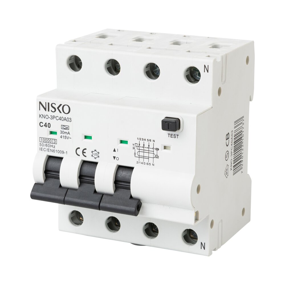 פחת+מא"ז RCBO KNO 3x32A 10KA - אור שי סיטונאות חשמל בע״מ