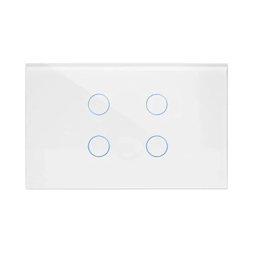 מתג טאץ' חכם לתאורה 4 לחצנים זכוכית לבנה 3 מודול ZIGBEE - אור שי סיטונאות חשמל בע״מ