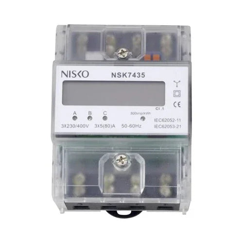 מונה דיגיטלי שקוף לפס דין תלת פאזי 4 מודול NSK7435-3P 80A - אור שי סיטונאות חשמל בע״מ