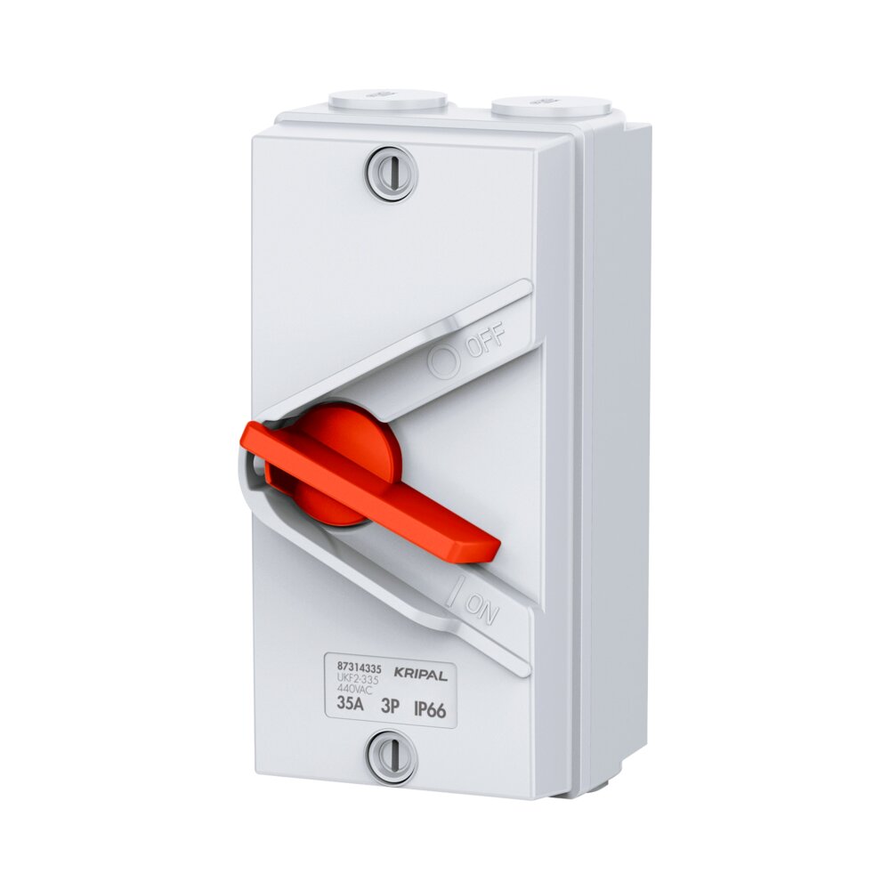 מפסק כבאים KRIPAL IP66 3P 35A - אור שי סיטונאות חשמל בע״מ