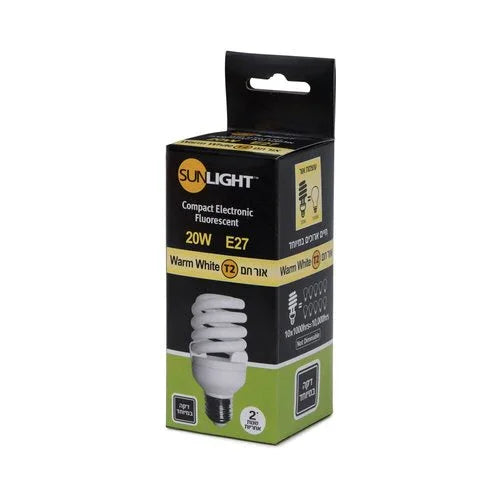 נורת מיני ספירל 20W E27 אור חם - אור שי סיטונאות חשמל בע״מ