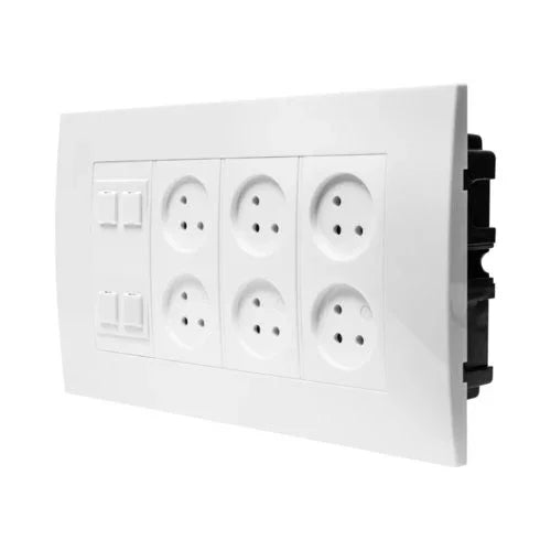 עמדת HOME & OFFICE תחת הטיח 8 מודול, 6 שקעים ומתאם קיסטון - אור שי סיטונאות חשמל בע״מ