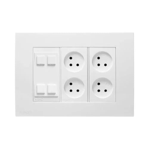 עמדת HOME & OFFICE תחת הטיח 6 מודול, 4 שקעים ומתאם קיסטון - אור שי סיטונאות חשמל בע״מ