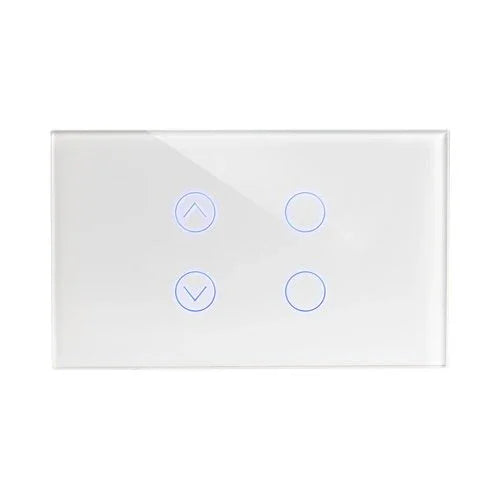 מתג טאץ' חכם משולב תריס + 2 תאורות זכוכית לבנה 3 מודול ZIGBEE - אור שי סיטונאות חשמל בע״מ