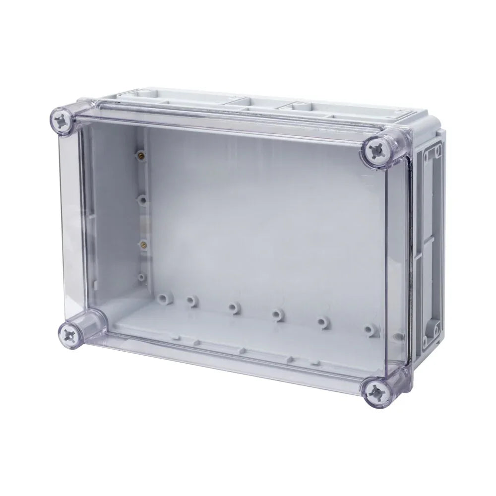 קופסת CI4 עם בסיס אפור, מכסה שקוף 350X250X150 - אור שי סיטונאות חשמל בע״מ