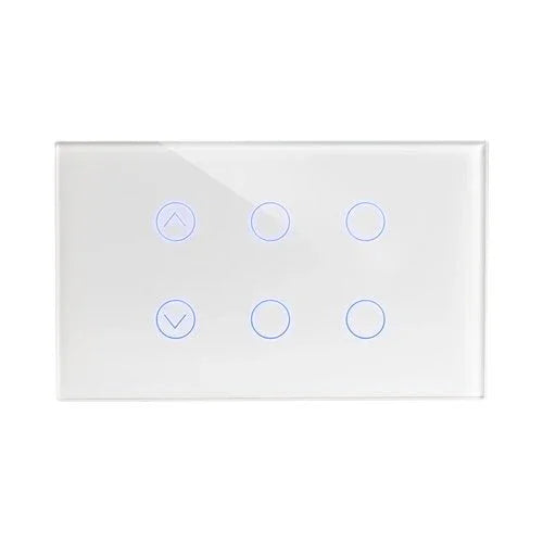 מתג טאץ' חכם משולב תריס + 4 תאורות זכוכית לבנה 3 מודול ZIGBEE - אור שי סיטונאות חשמל בע״מ