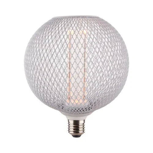 נורה מעוצבת גימור לבן TIFFANY ROUND E27 4W תאורת אווירה חמה - אור שי סיטונאות חשמל בע״מ