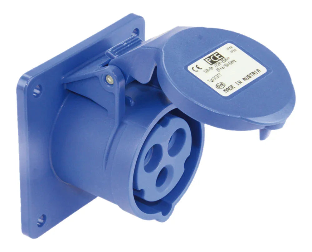 שקע לפנל ישר 230V- IP44-3X16A PCE - אור שי סיטונאות חשמל בע״מ
