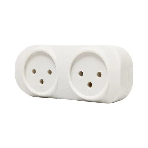 מפצל 2 שקעים לתקע ישראלי אופקי לבן - אור שי סיטונאות חשמל בע״מ