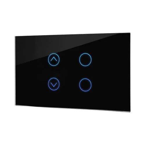 מתג טאץ' חכם משולב תריס + 2 תאורות זכוכית שחורה 3 מודול ZIGBEE - אור שי סיטונאות חשמל בע״מ