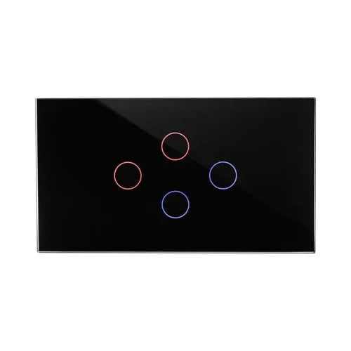 מתג טאץ' חכם לתאורה 4 לחצנים זכוכית שחורה 4 מודול WIFI - אור שי סיטונאות חשמל בע״מ