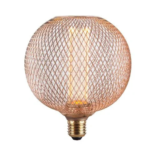 נורה מעוצבת גימור נחושת TIFFANY ROUND 4W תאורת אווירה חמה - אור שי סיטונאות חשמל בע״מ