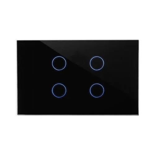 מתג טאץ' חכם לתאורה 4 לחצנים זכוכית שחורה 3 מודול ZIGBEE - אור שי סיטונאות חשמל בע״מ