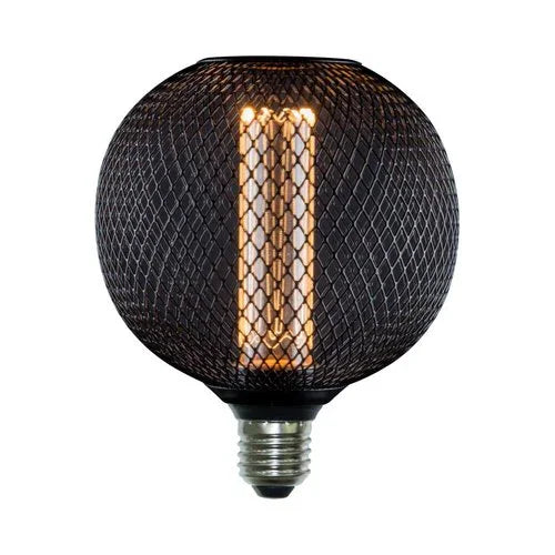 נורה מעוצבת גימור שחור TIFFANY ROUND E27 4W תאורת אווירה חמה - אור שי סיטונאות חשמל בע״מ