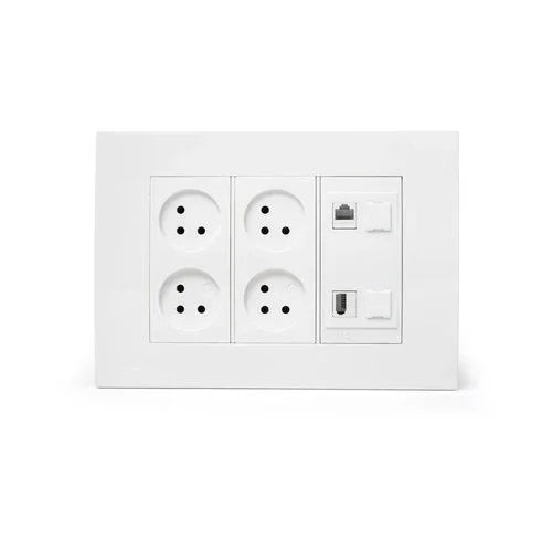 עמדת HOME & OFFICE תחת הטיח 6 מודול, 4 שקעים, 1 מחשב 1 טלפון - אור שי סיטונאות חשמל בע״מ