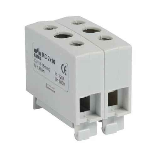 מהדק כפול לפס דין KC 2X16 אפור - אור שי סיטונאות חשמל בע״מ