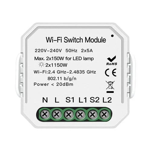מודול חכם נסתר תאורה 2 הדלקות WIFI - אור שי סיטונאות חשמל בע״מ