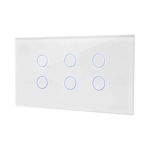 מתג טאץ' חכם לתאורה 6 לחצנים זכוכית לבנה 4 מודול ZIGBEE - אור שי סיטונאות חשמל בע״מ