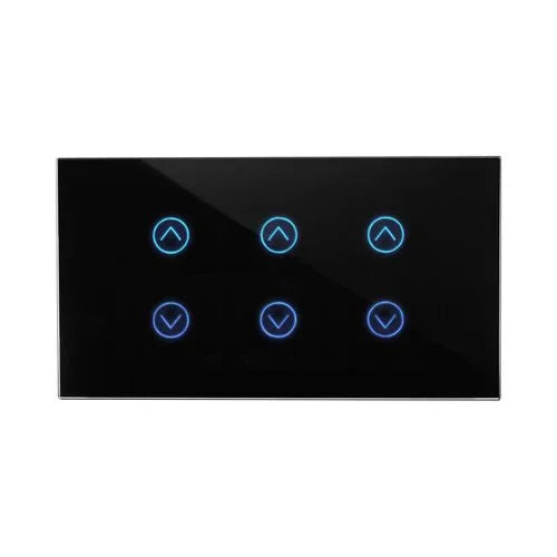 מתג טאץ' חכם ל-3 תריסים זכוכית שחורה 4 מודול ZIGBEE - אור שי סיטונאות חשמל בע״מ